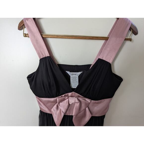 Speechless Black Midi Dress Pink bow Sheer lined Semi formal HOCO Coquette girl - Picture 3 of 7